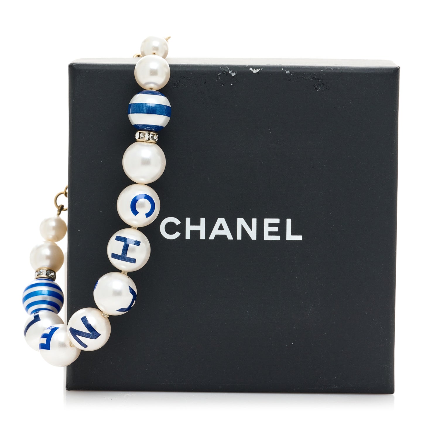 Pearl Crystal La Pausa Stripe Bracelet Gold Blue