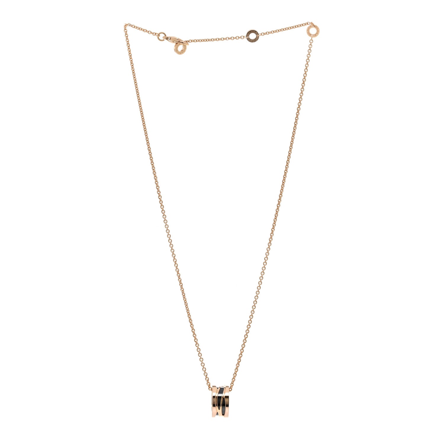 Bulgari 18K Rose Gold Ceramic B.Zero1 Legends Pendant Necklace Black 3 of 5