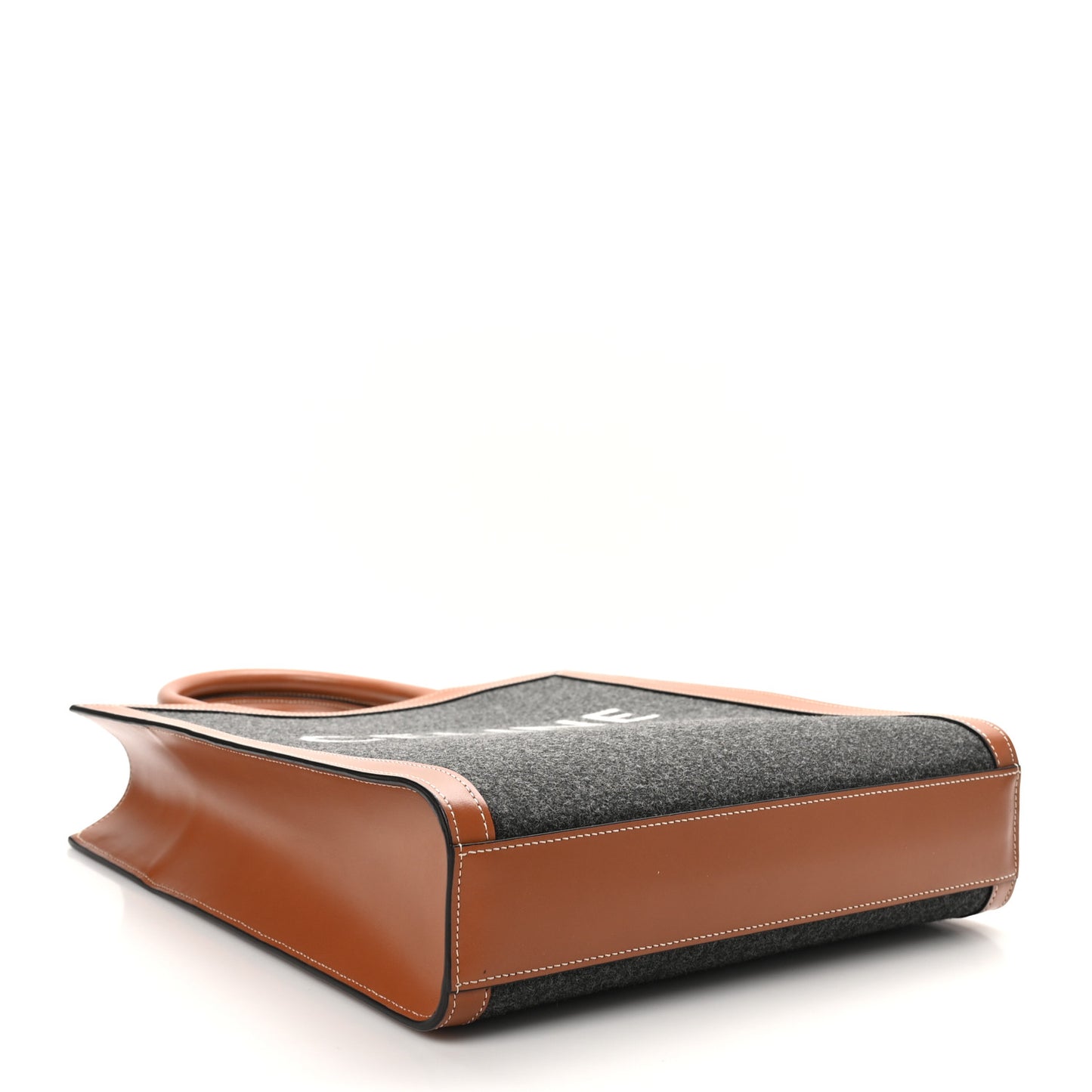 Calfskin Felt Logo Print Small Vertical Cabas Grey Tan
