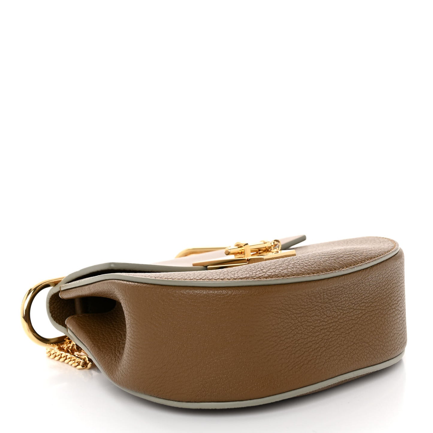 Grained Calfskin Lambskin Mini Bi-Color Drew Shoulder Bag Brown