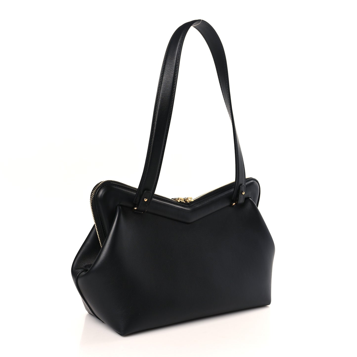 Smooth Calfskin M Frame Bag Black Flamma