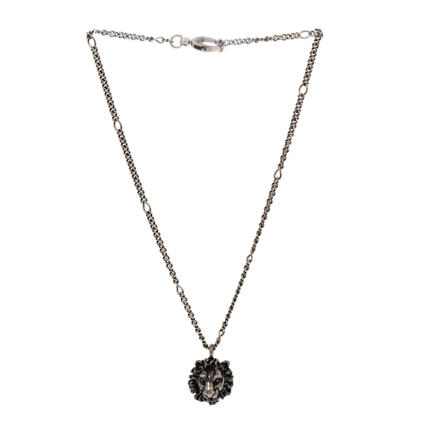 Metal Lion Head Necklace Silver