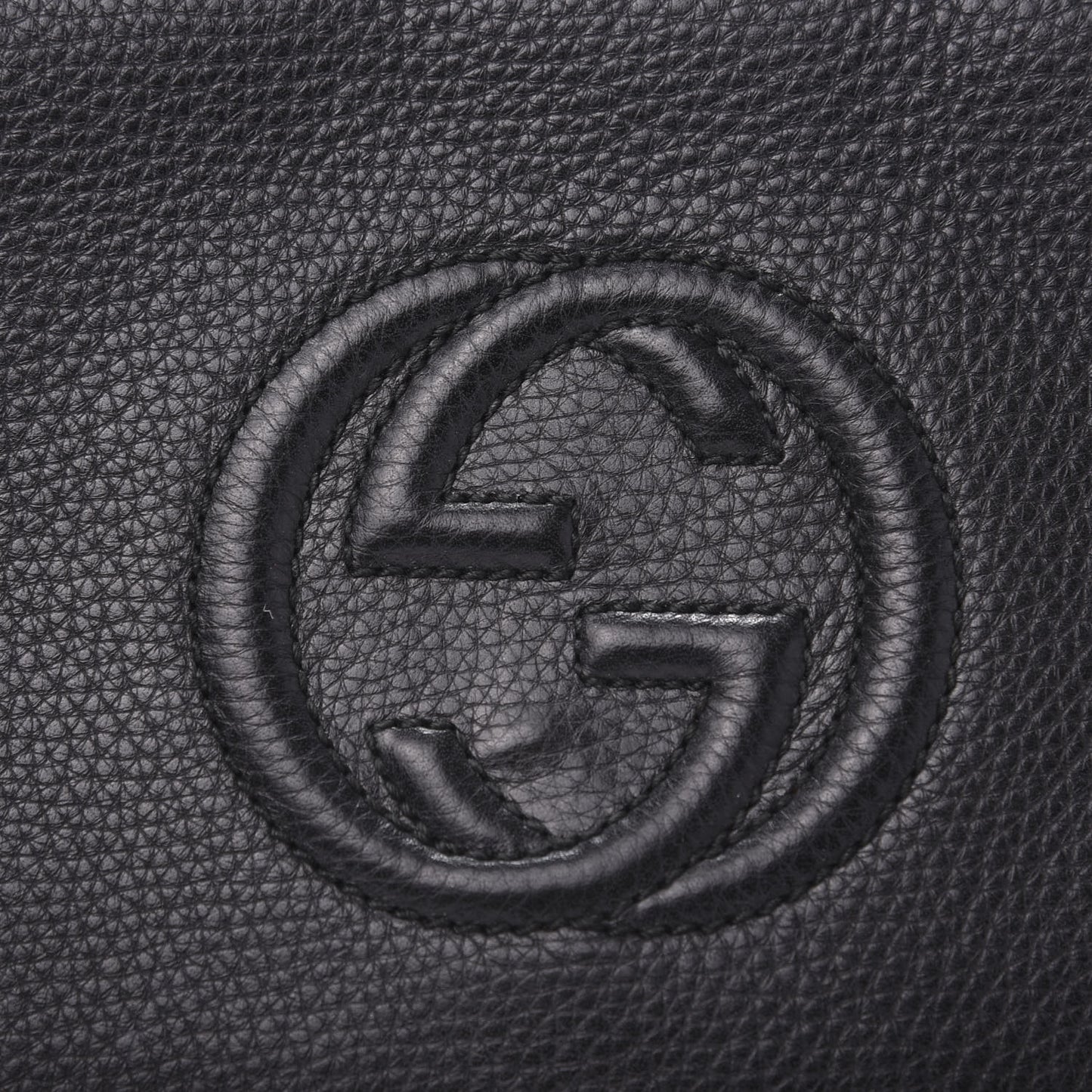 Pebbled Calfskin Medium Soho Clutch Black