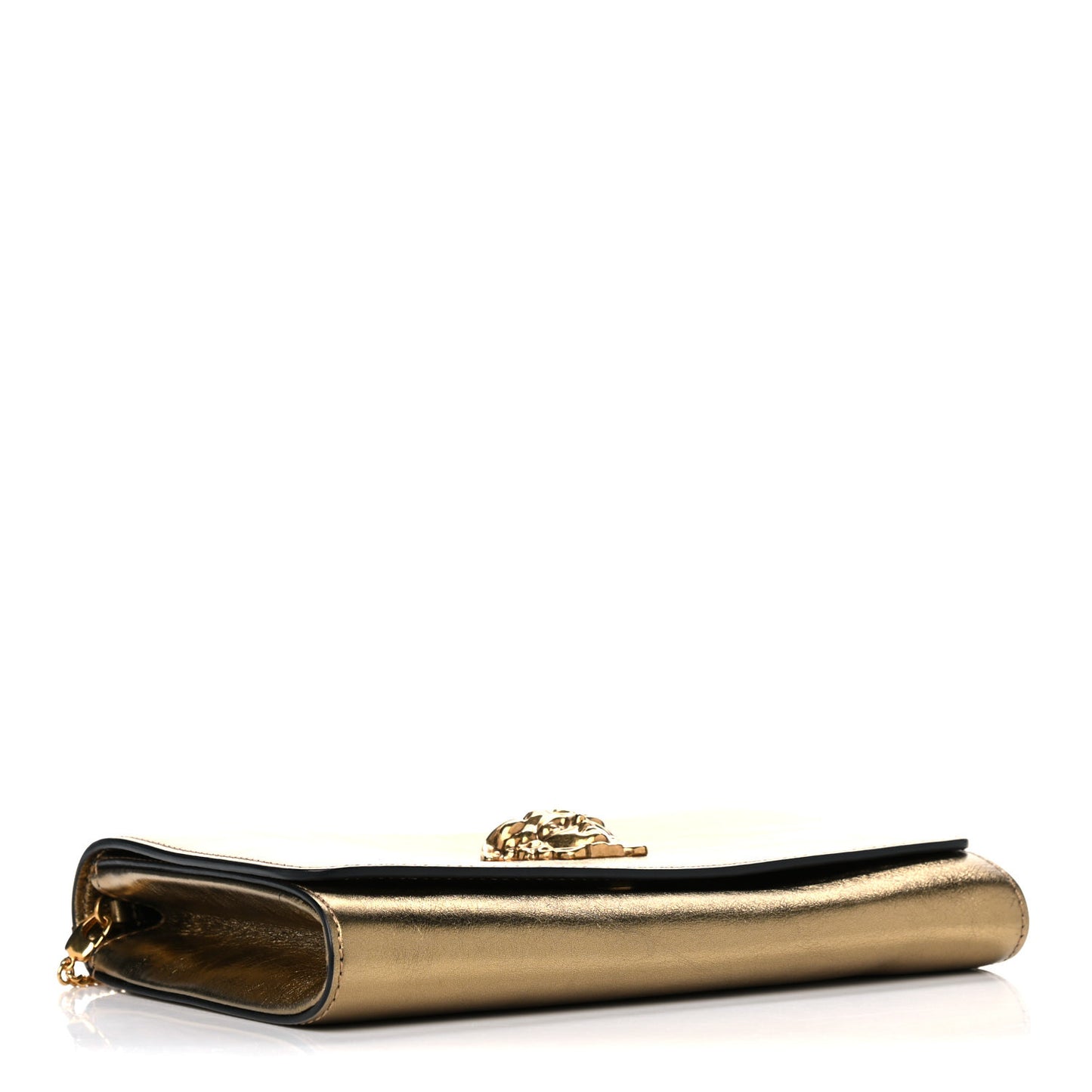 Metallic Vitello Palazzo Medusa Evening Clutch Bag Gold
