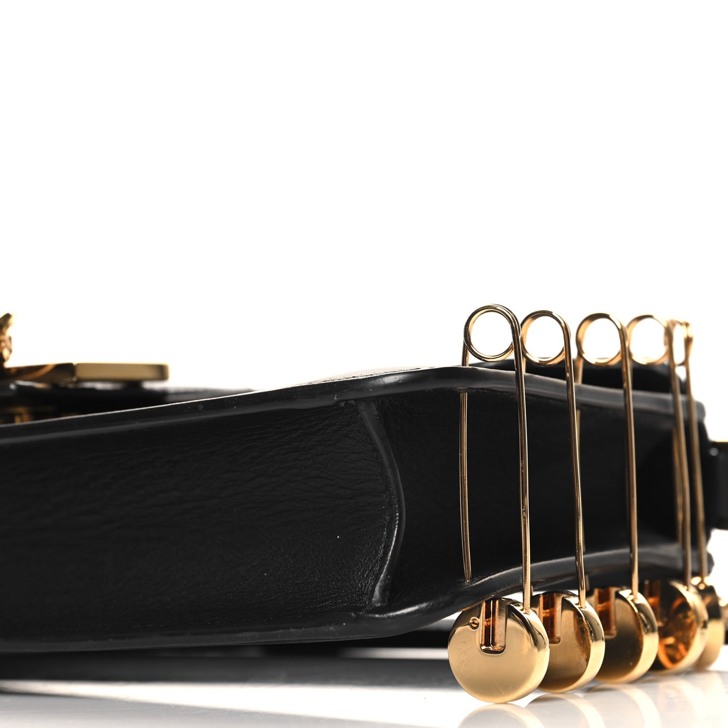 X VERSACE Vitello Seta Fendace Brooch Baguette Black