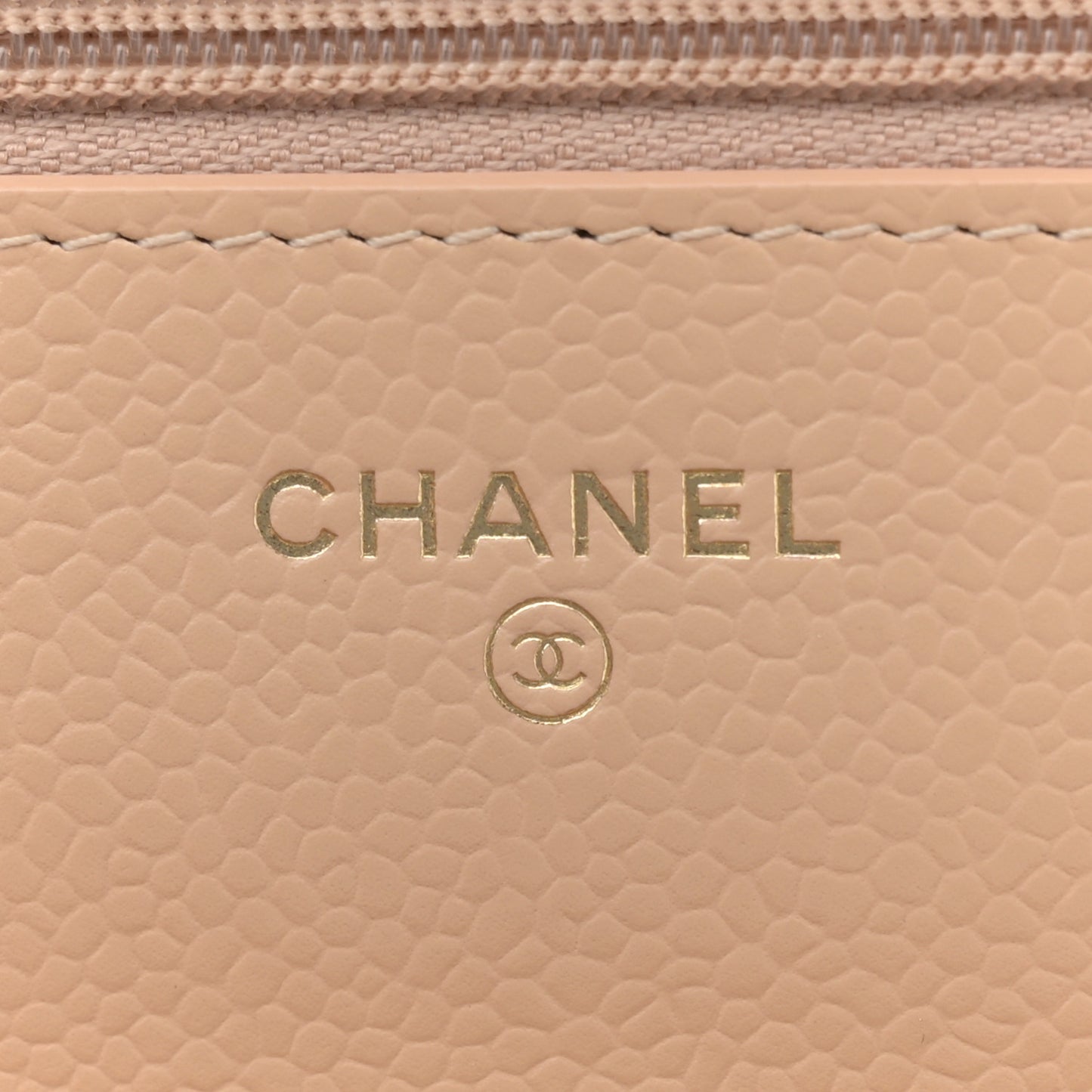Caviar Quilted Wallet On Chain WOC Beige
