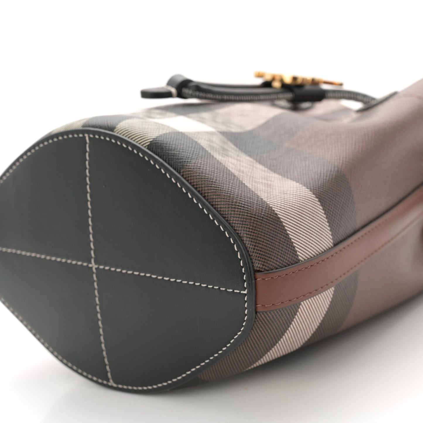 Giant Check Calfskin TB Bucket Bag Dark Birch