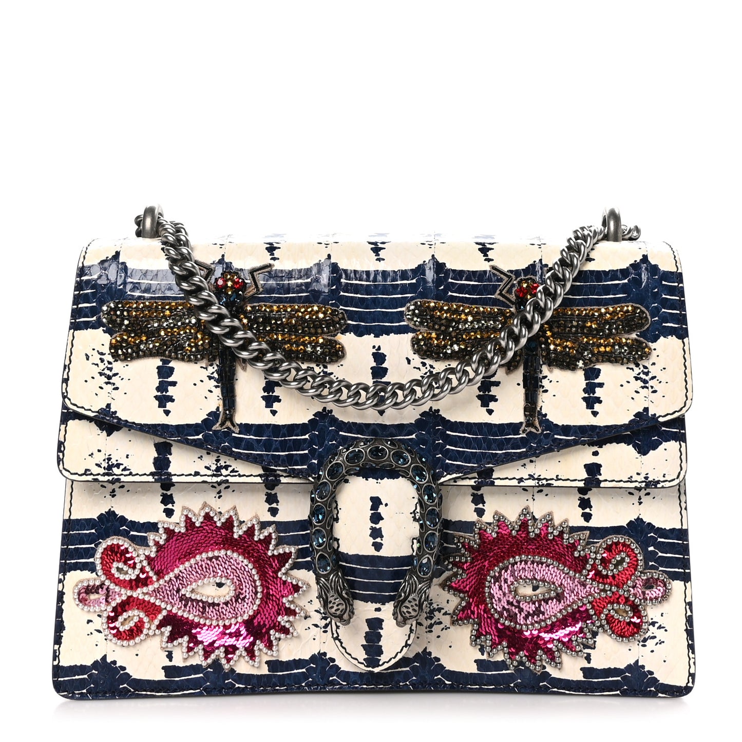 Snakeskin Dragonfly Medium Dionysus Shoulder Bag Blue