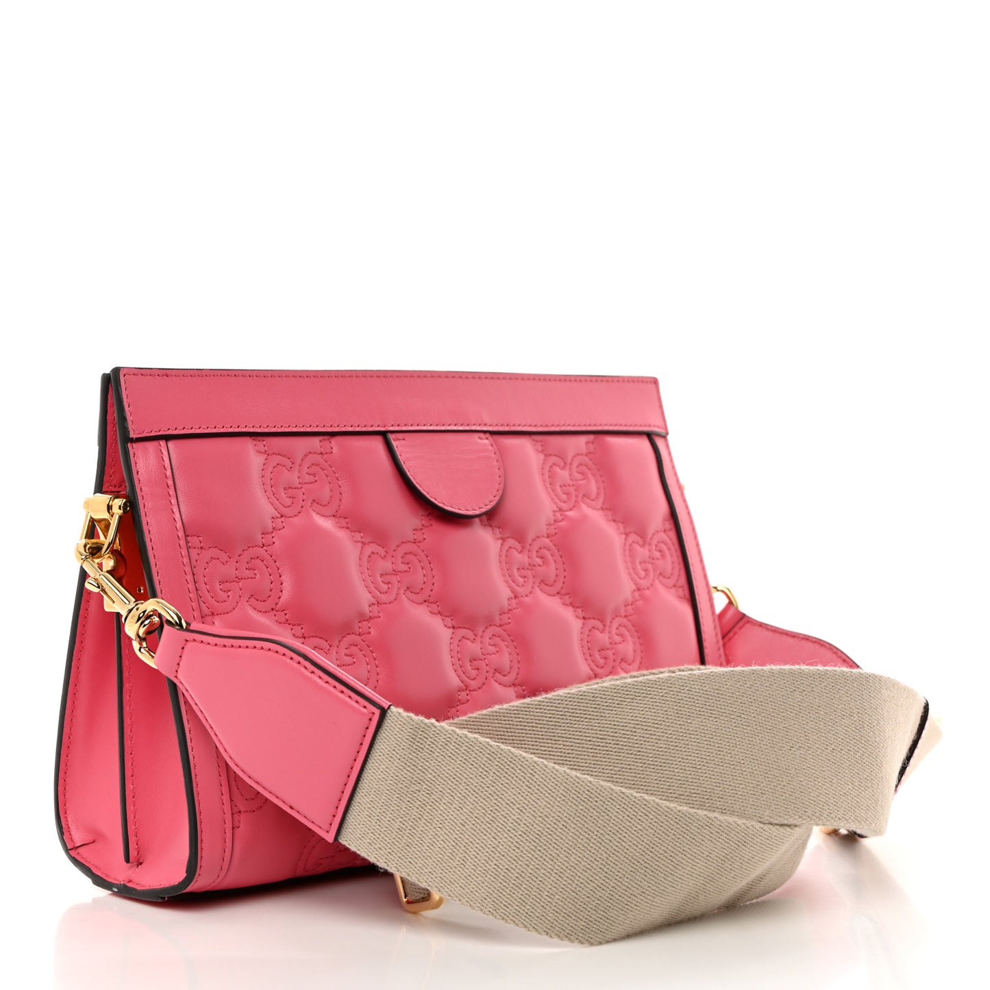 Calfskin GG Matelasse Small Slim Chain Shoulder Bag Rhodamine Pink Natural