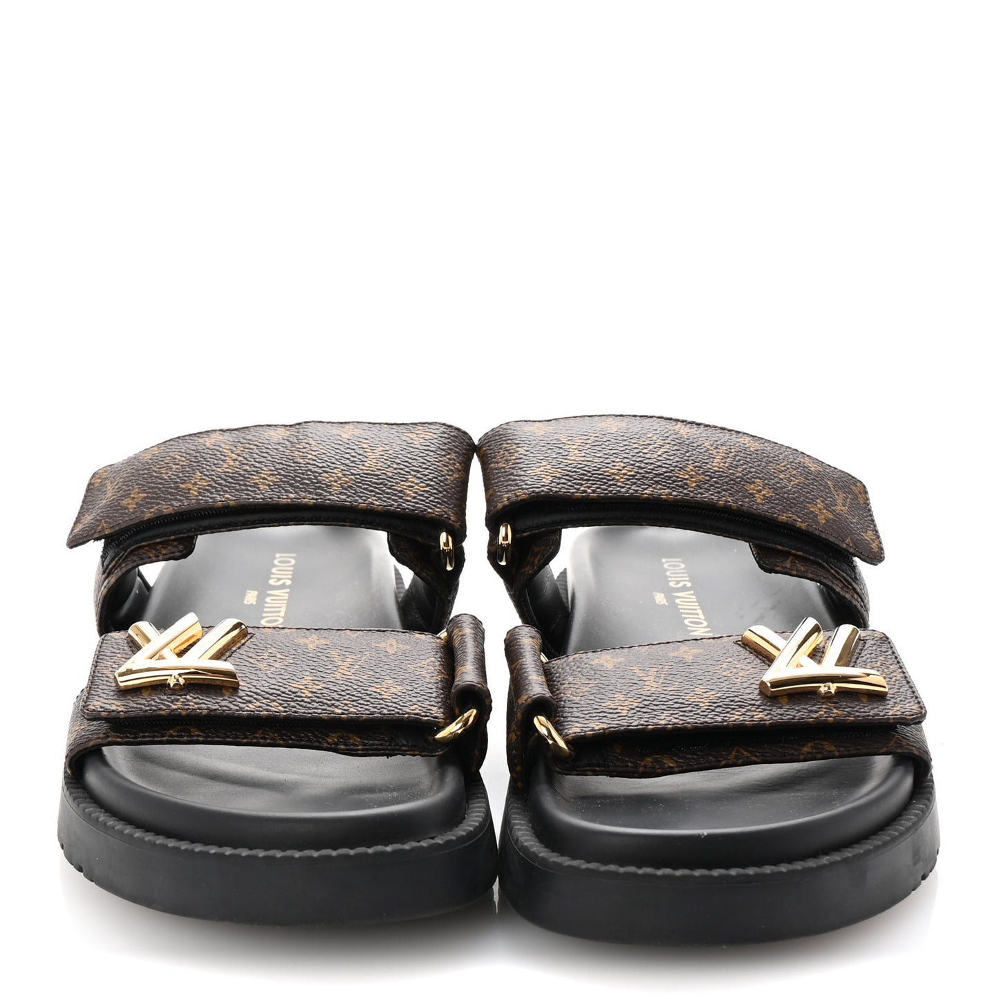 Monogram LV Sunset Comfort Flat Sandals 38.5 Cacao Brown