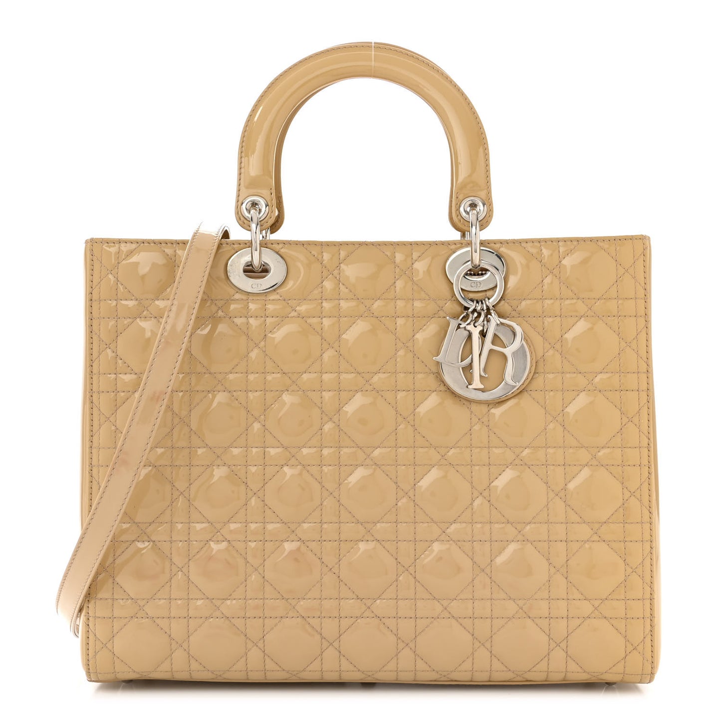 Patent Cannage Large Lady Dior Dark Beige