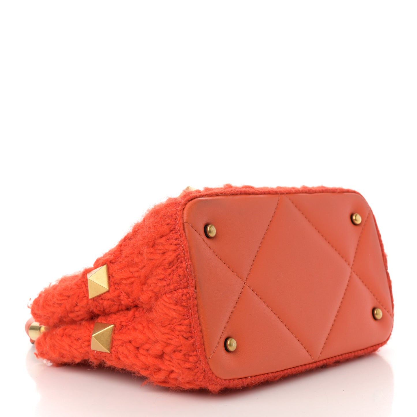 Wool Woven Small Roman Stud The Handle Bag Titian