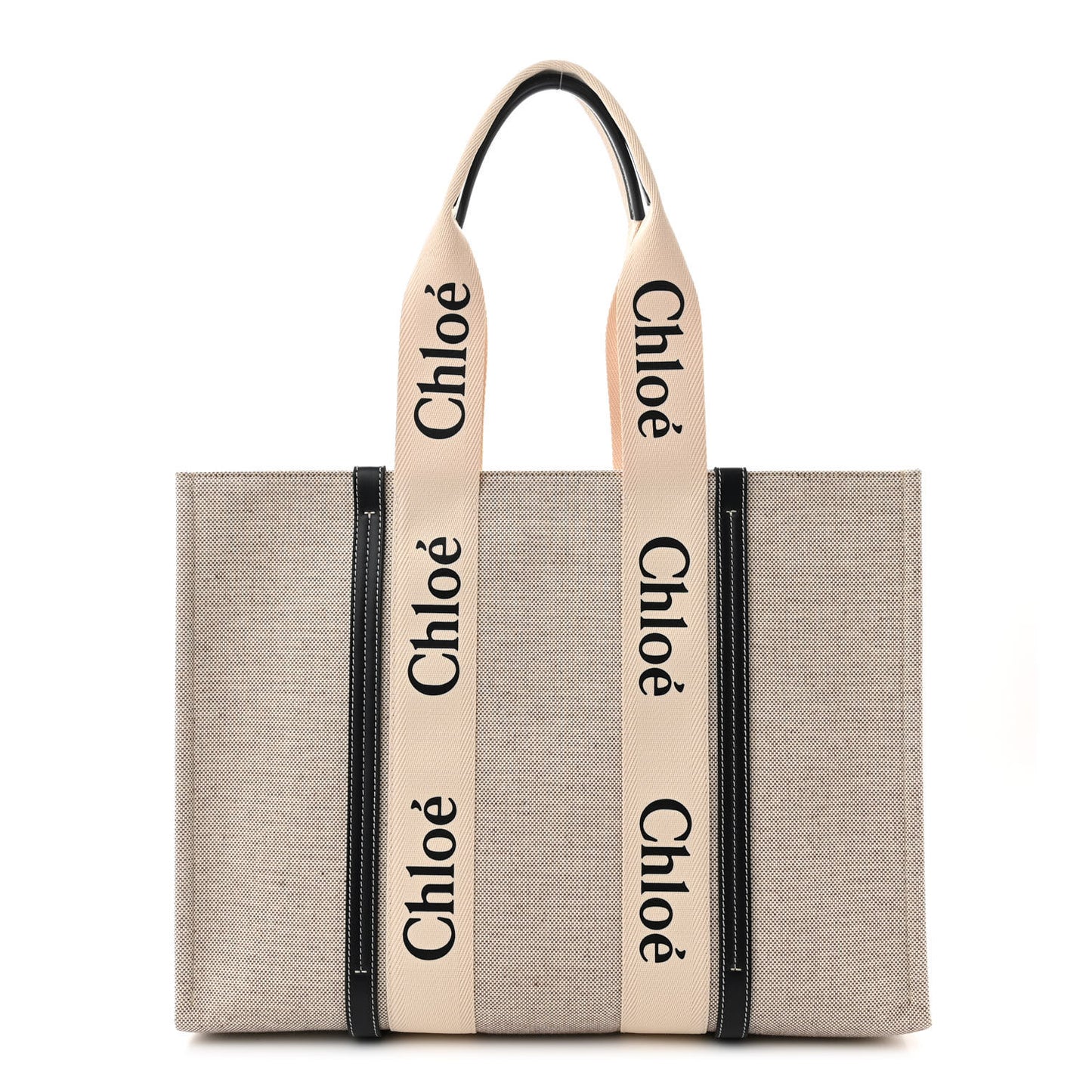 Cotton Calfskin Large Woody Ribbon Tote White Blue