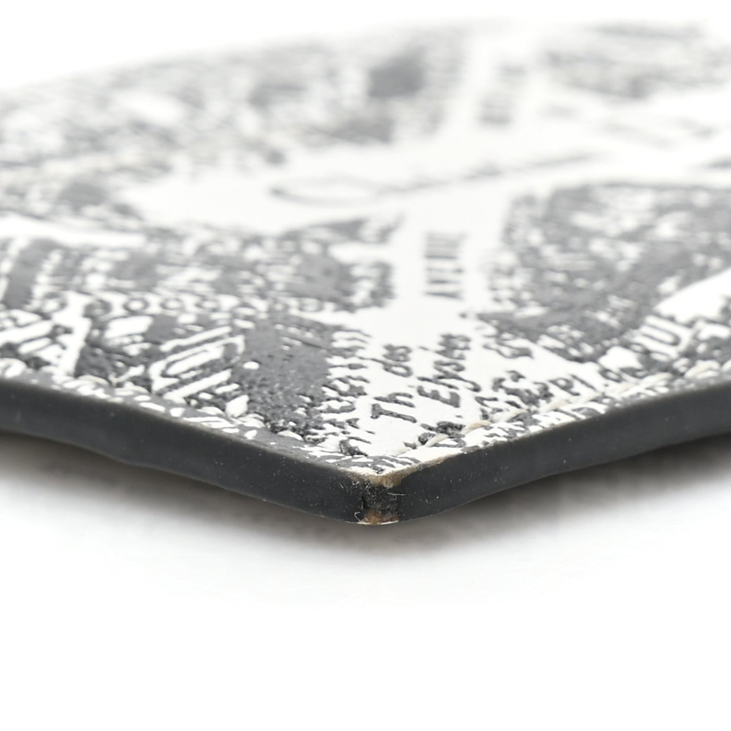Calfskin Plan De Paris Print Card Holder White Black