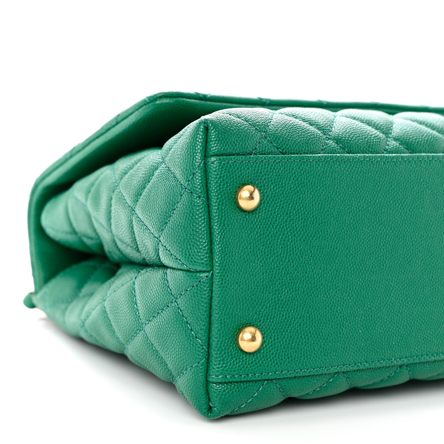 Caviar Quilted Small Coco Handle Flap Green