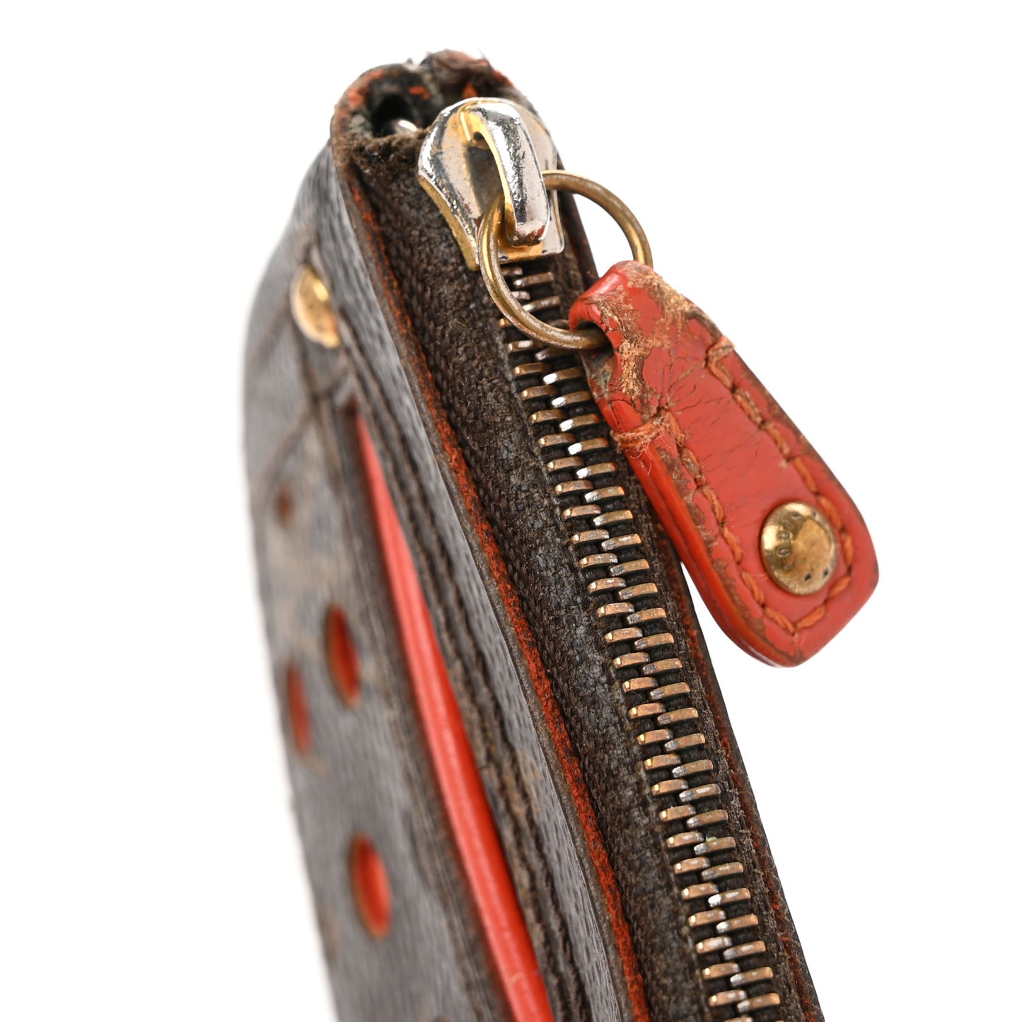 Monogram Perforated Key Pouch Orange