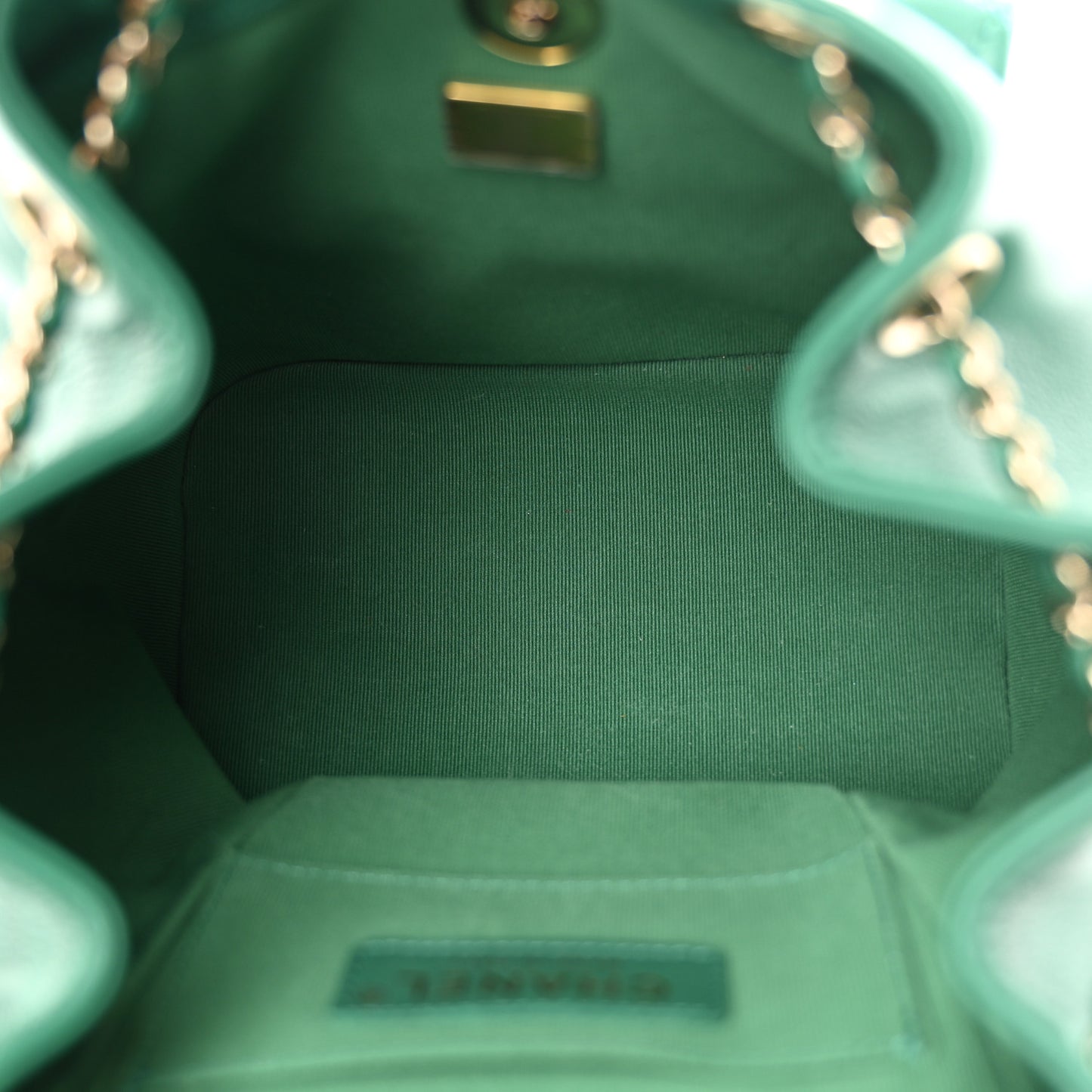 Lambskin Quilted Small Duma Drawstring Backpack Green