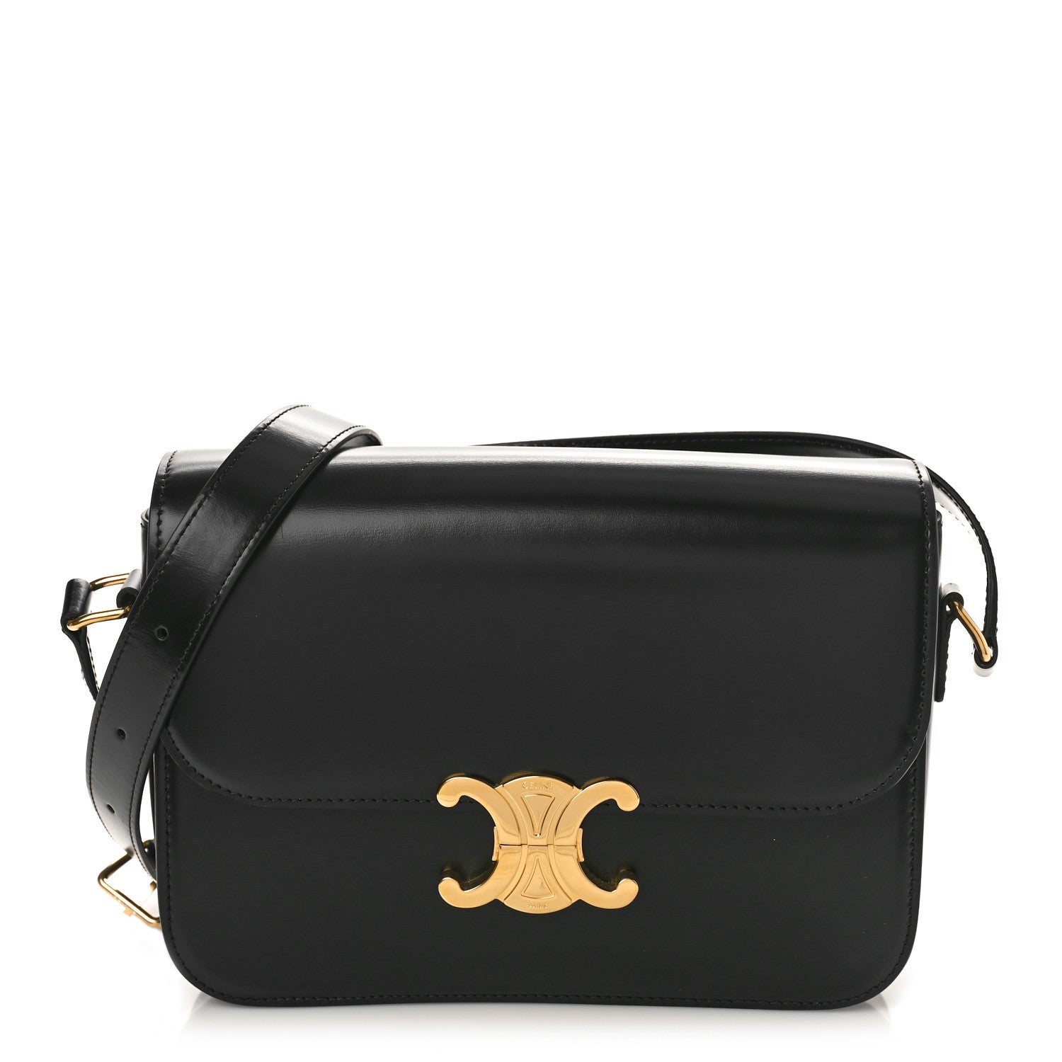 Celine Shiny Calfskin Medium Triomphe Black 1 of 8