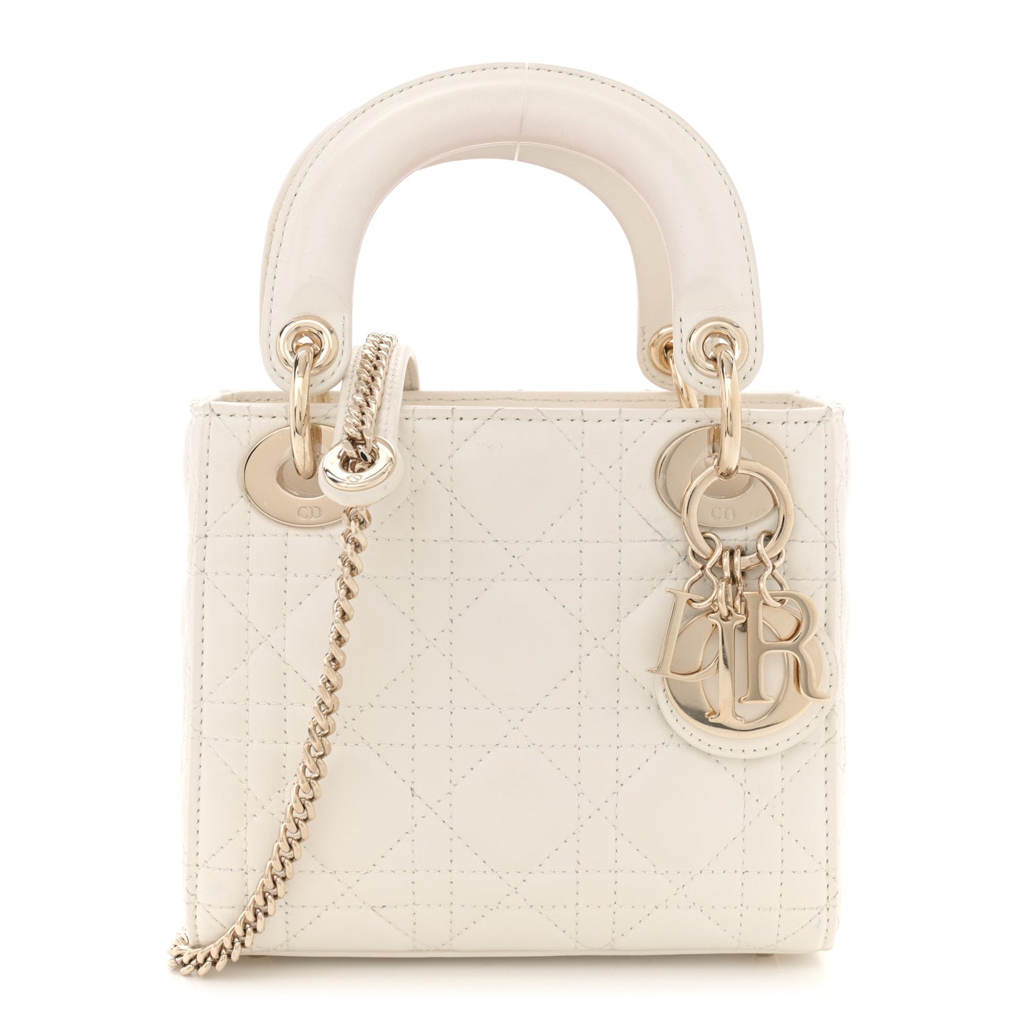 Lambskin Cannage Mini Lady Dior Latte