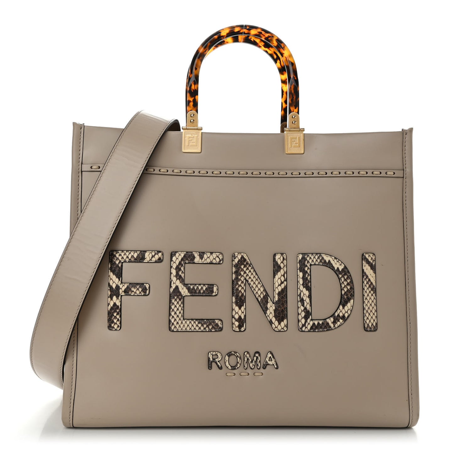 Vitello King Plexiglass Elaphe Python Print Logo Medium Fendi Sunshine Shopper Tote Nuvola Daisy Roccia