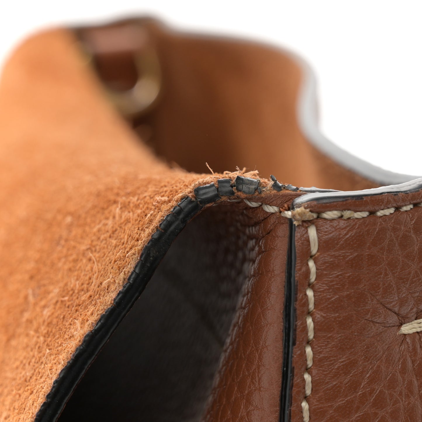 Pebbled Calfskin Small VRing Shoulder Bag Saddle Brown