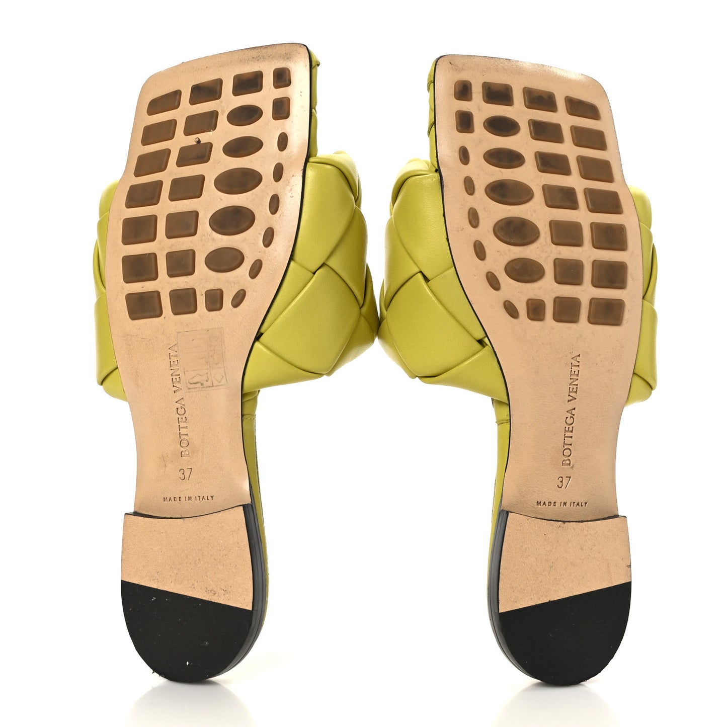 Nappa Maxi Intrecciato Lido Flat Sandals 37 Kiwi