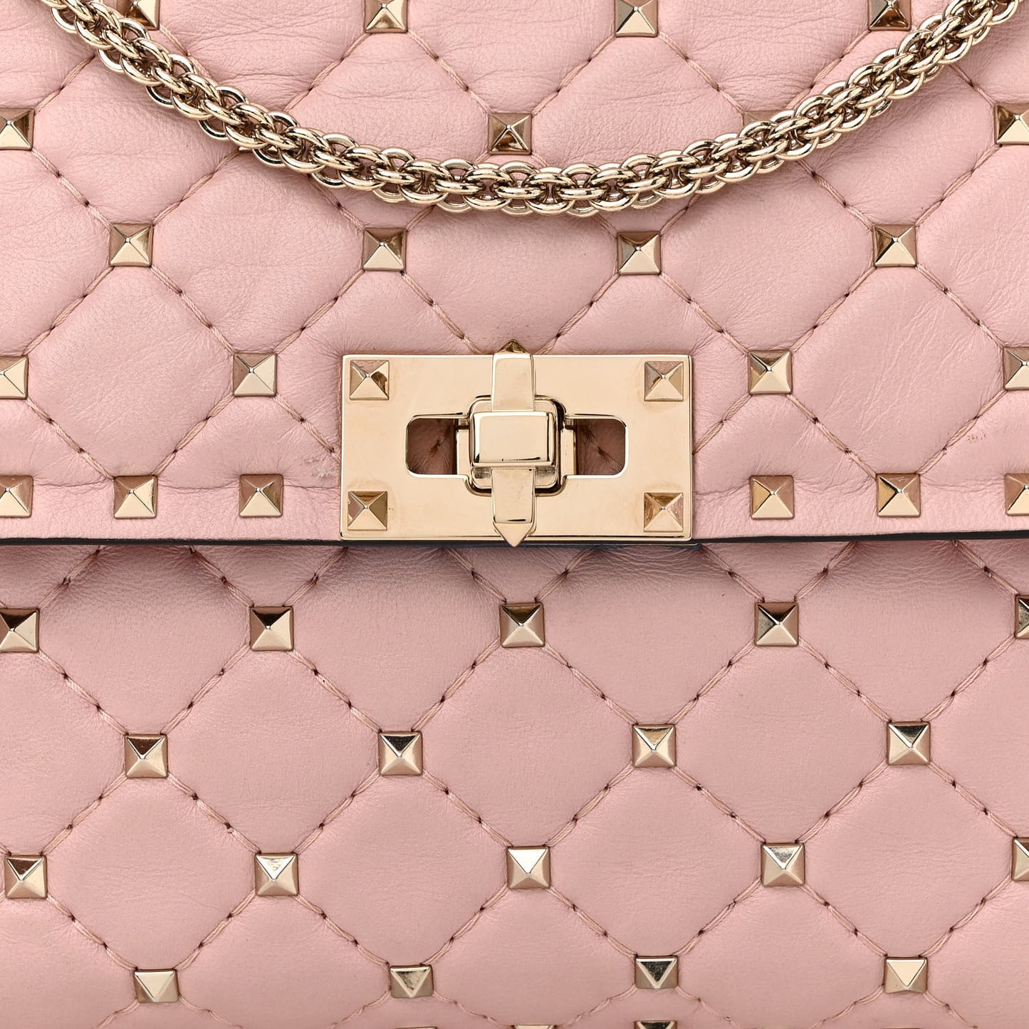Nappa Medium Rockstud Spike Shoulder Bag Water Rose