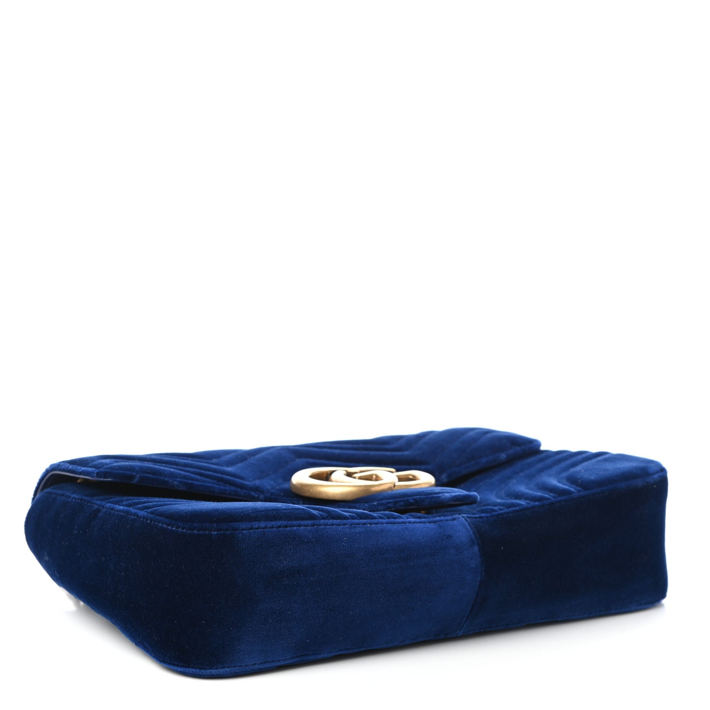 Velvet Matelasse Medium GG Marmont Shoulder Bag Cobalt Blue