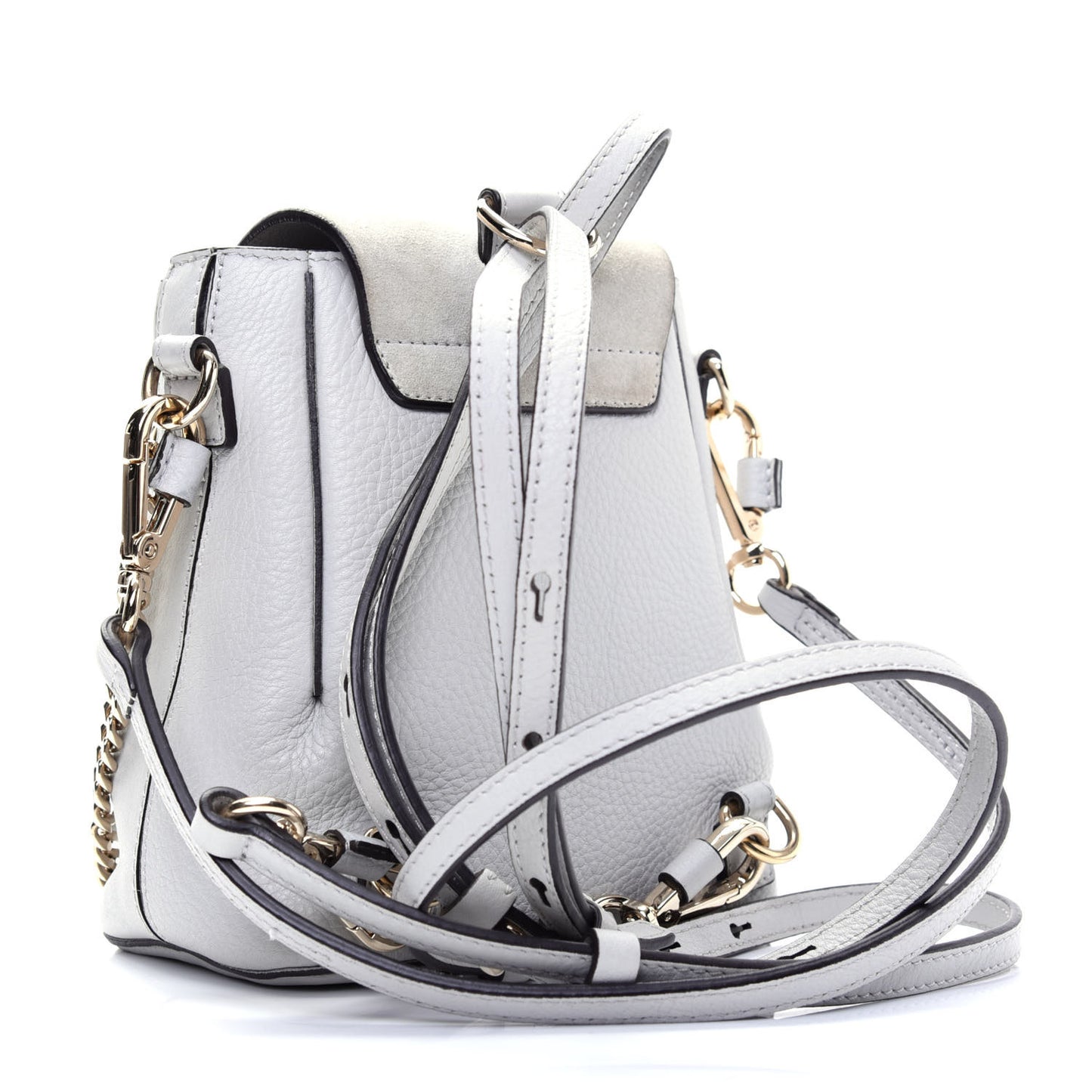 Suede Calfskin Mini Faye Backpack Airy Grey