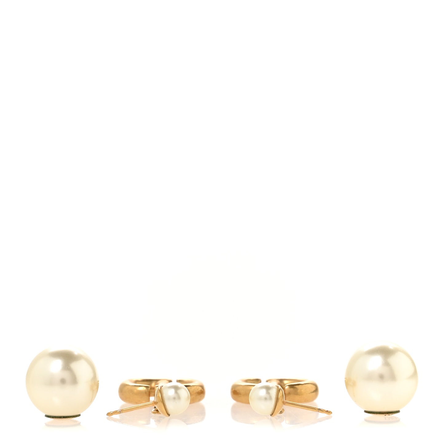 Pearl Logo Drop Earrings Gold