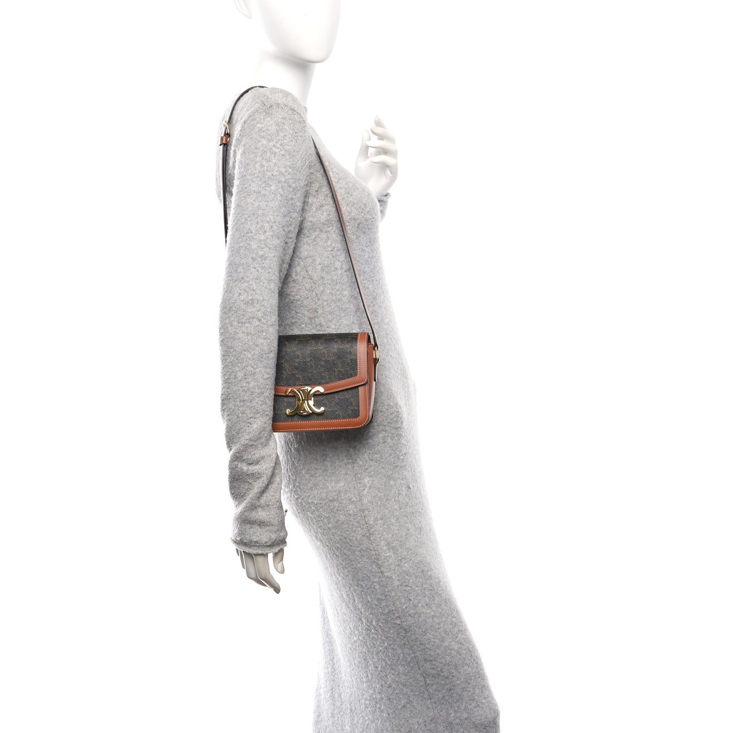 Calfskin Triomphe Canvas Teen Triomphe Bag Tan