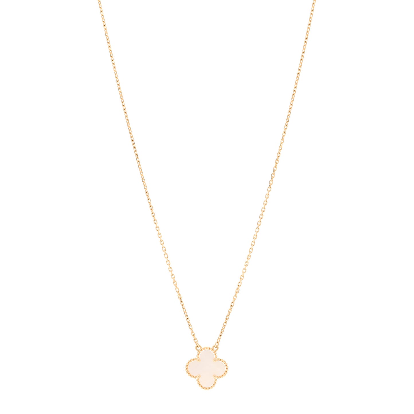 18K Yellow Gold Mother of Pearl Vintage Alhambra Pendant Necklace