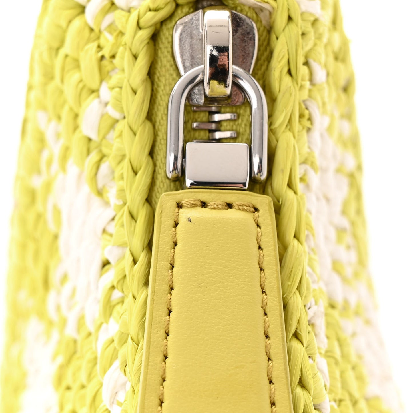 Yarn Raffia Effect Crochet Mini Re-Edition Shoulder Bag Citron Yellow