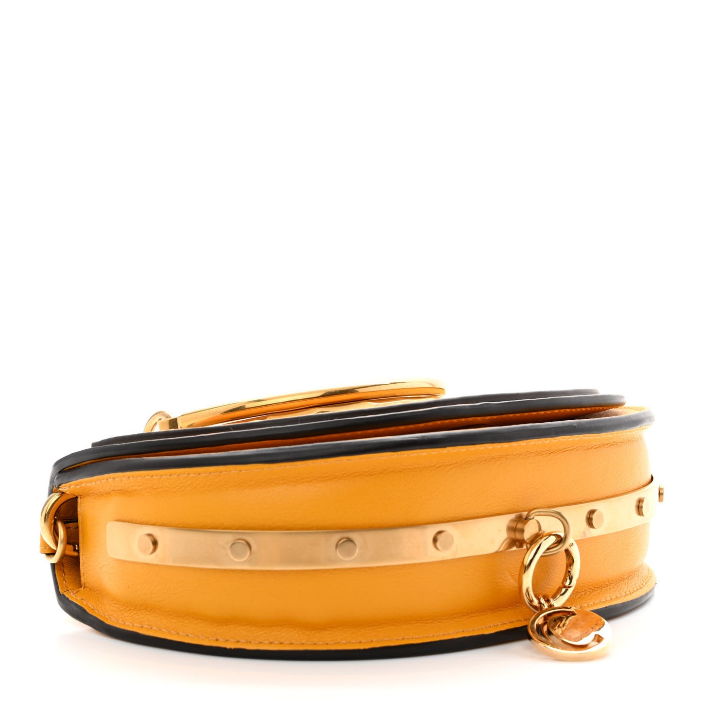 Calfskin Small Nile Bracelet Minaudiere Bag Dark Ochre