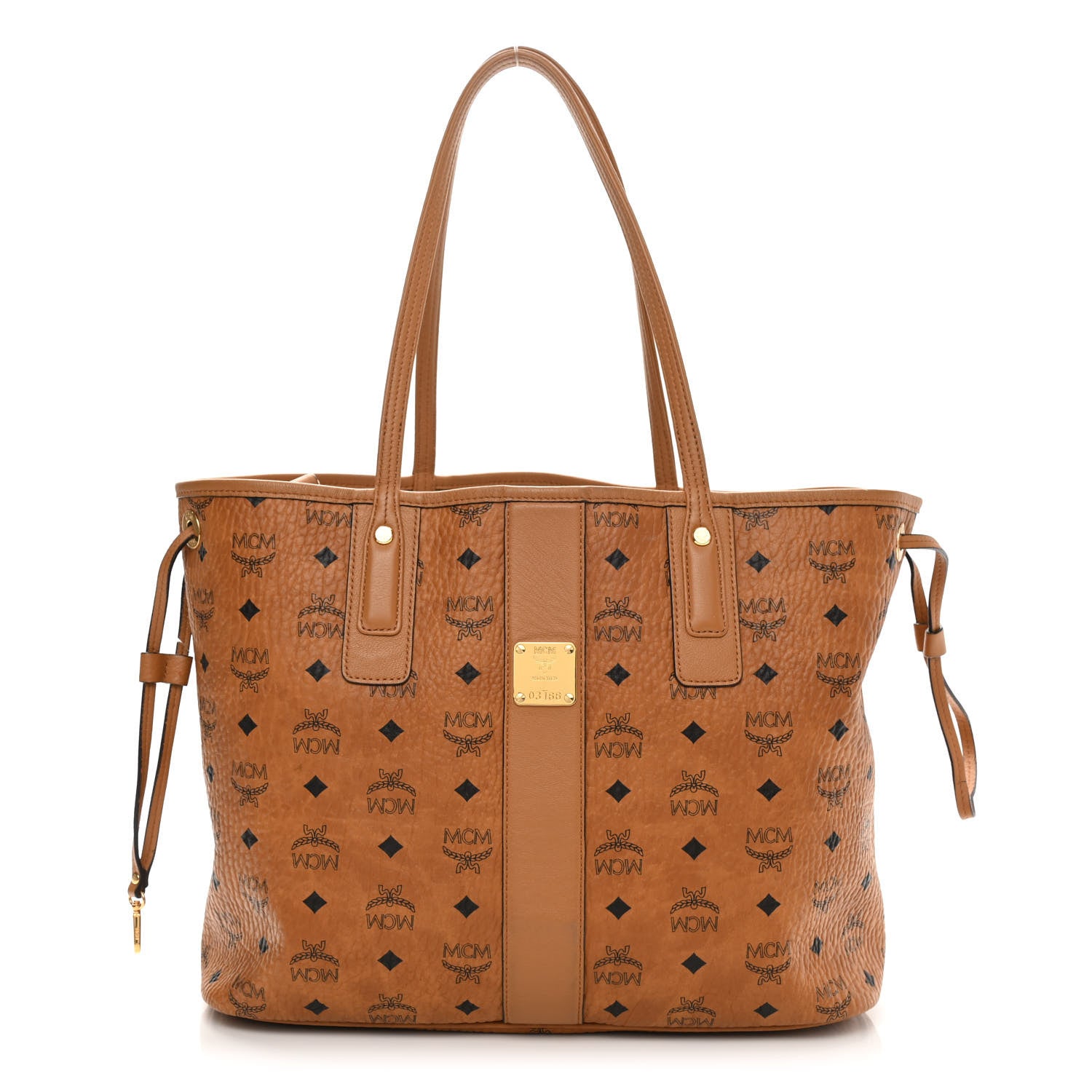 MCM Visetos Medium Liz Reversible Shopper Tote Cognac 3 of 17