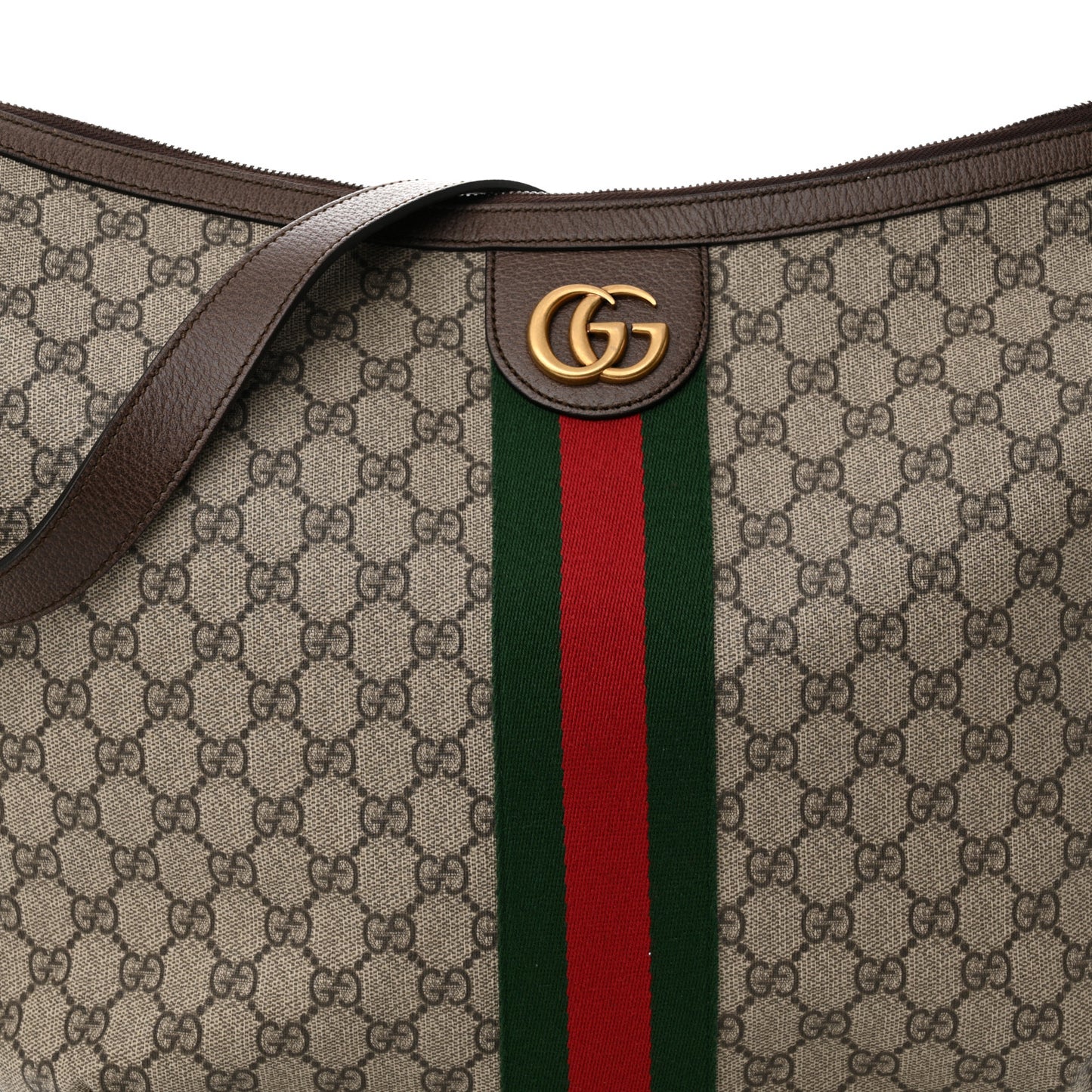 GG Supreme Monogram Web Ophidia Half Moon Hobo Brown