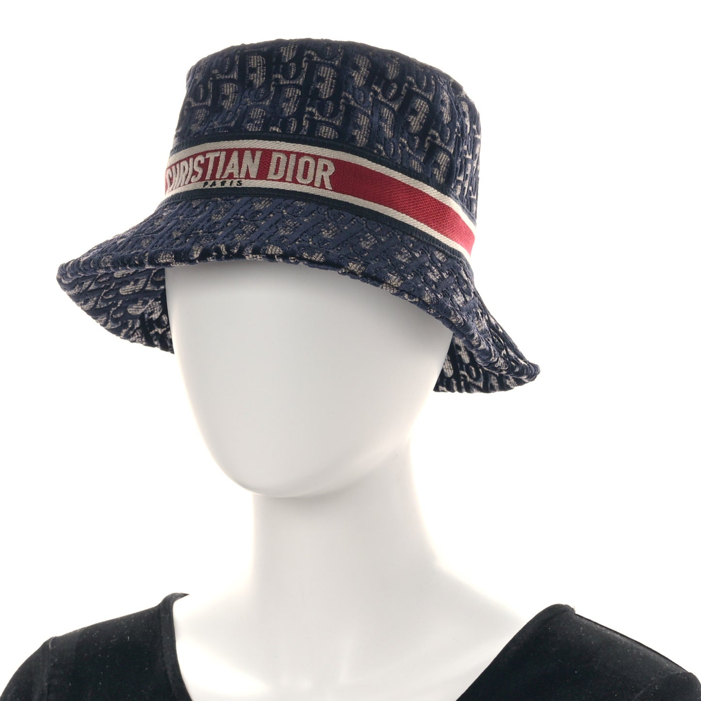 Velvet Oblique Large Brim Bucket Hat 57 Bleu Red