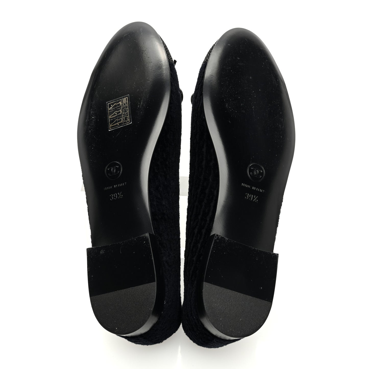 Tweed Caviar Cap Toe Ballerina Flats 39.5 Black