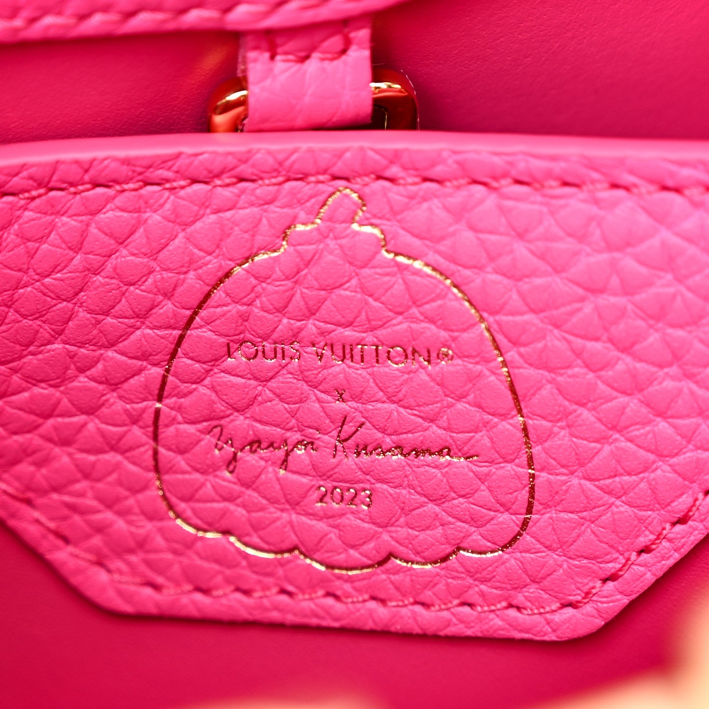 LV X YK Taurillon Infinity Net Capucines BB Fuchsia