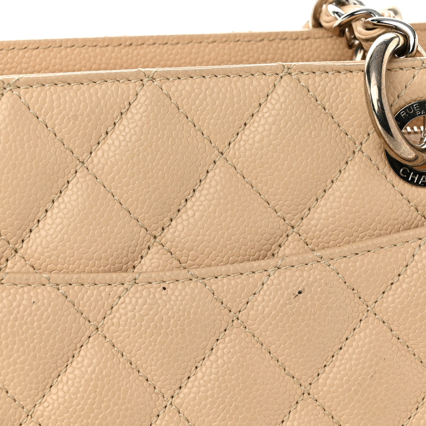 Caviar Quilted Grand Shopping Tote GST Beige Clair