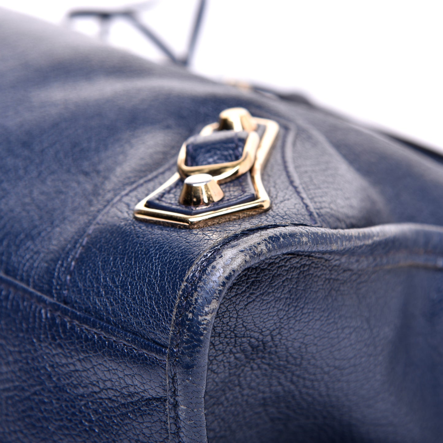 Chevre Gold Metallic Edge Hardware City Bleu Nuit Dark Sea