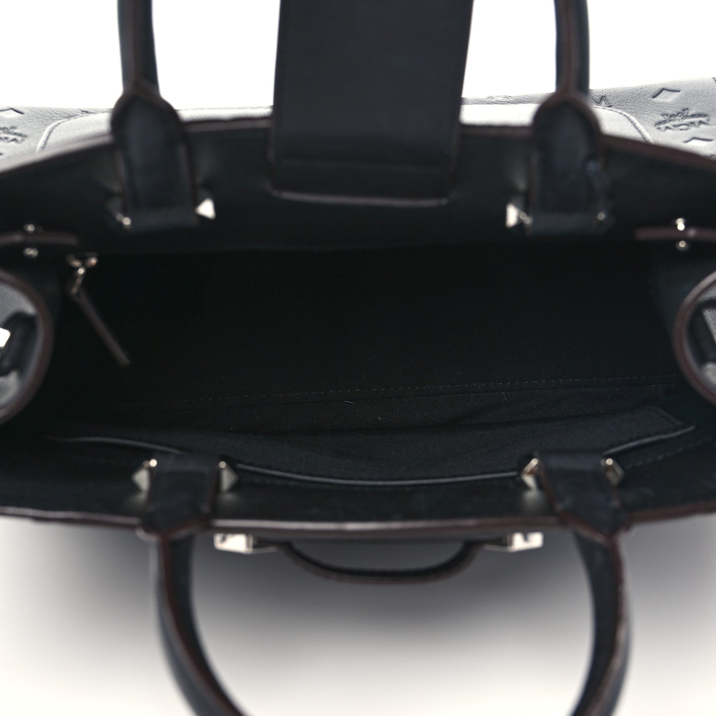 Calfskin Ottoman Essential Visetos Medium Tote Bag Black