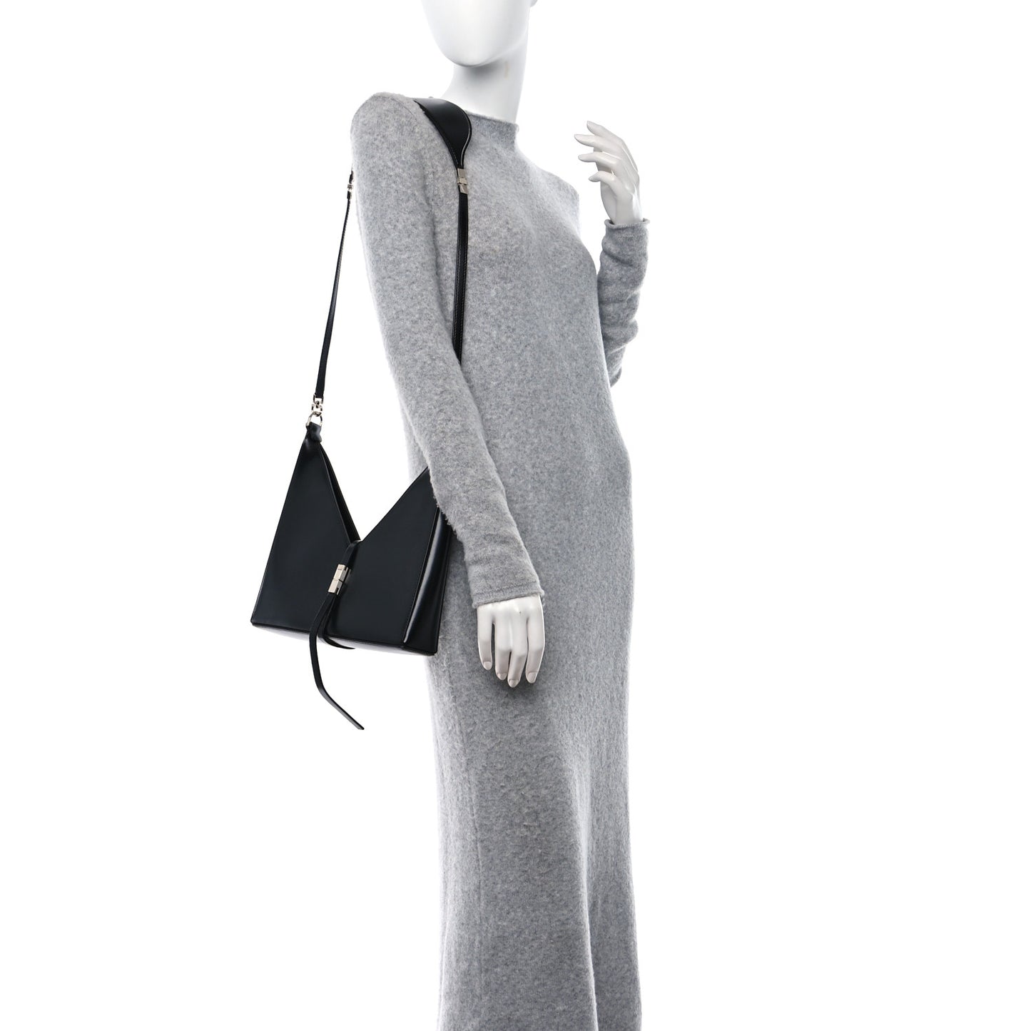 Box Calfskin Small Cut Out Shoulder Bag Black