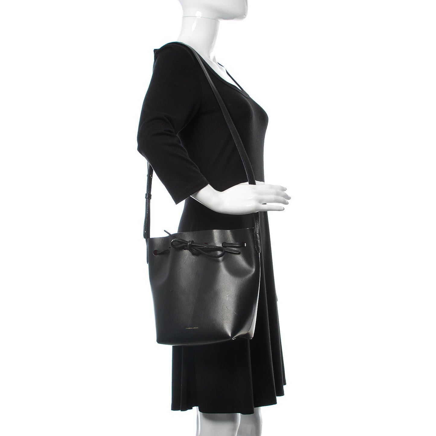 Vegetable Tanned Calfskin Bucket Bag Black Dolly
