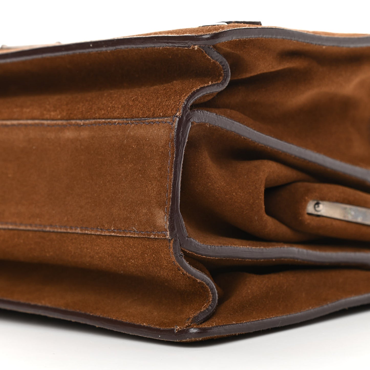 Suede Grommet Frame Satchel Tabacco
