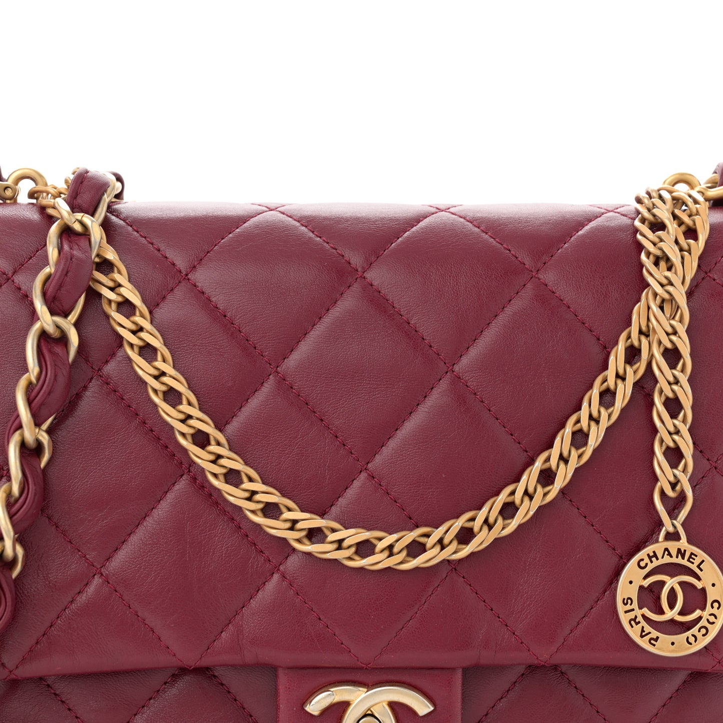 Lambskin Quilted Fancy Jewel Flap Burgundy