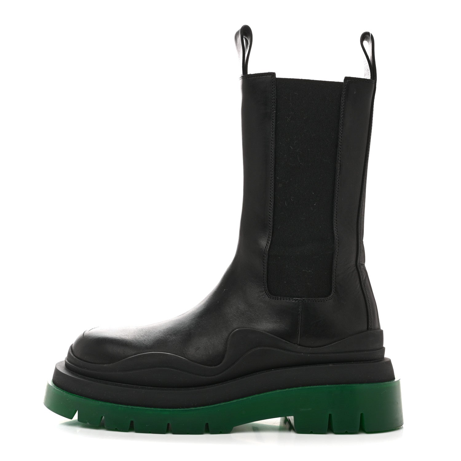 BOTTEGA VENETA ブラックサウドゴアブーツ38 Bottega Veneta Calfskin The Tire Chelsea Boots 38 Black Green