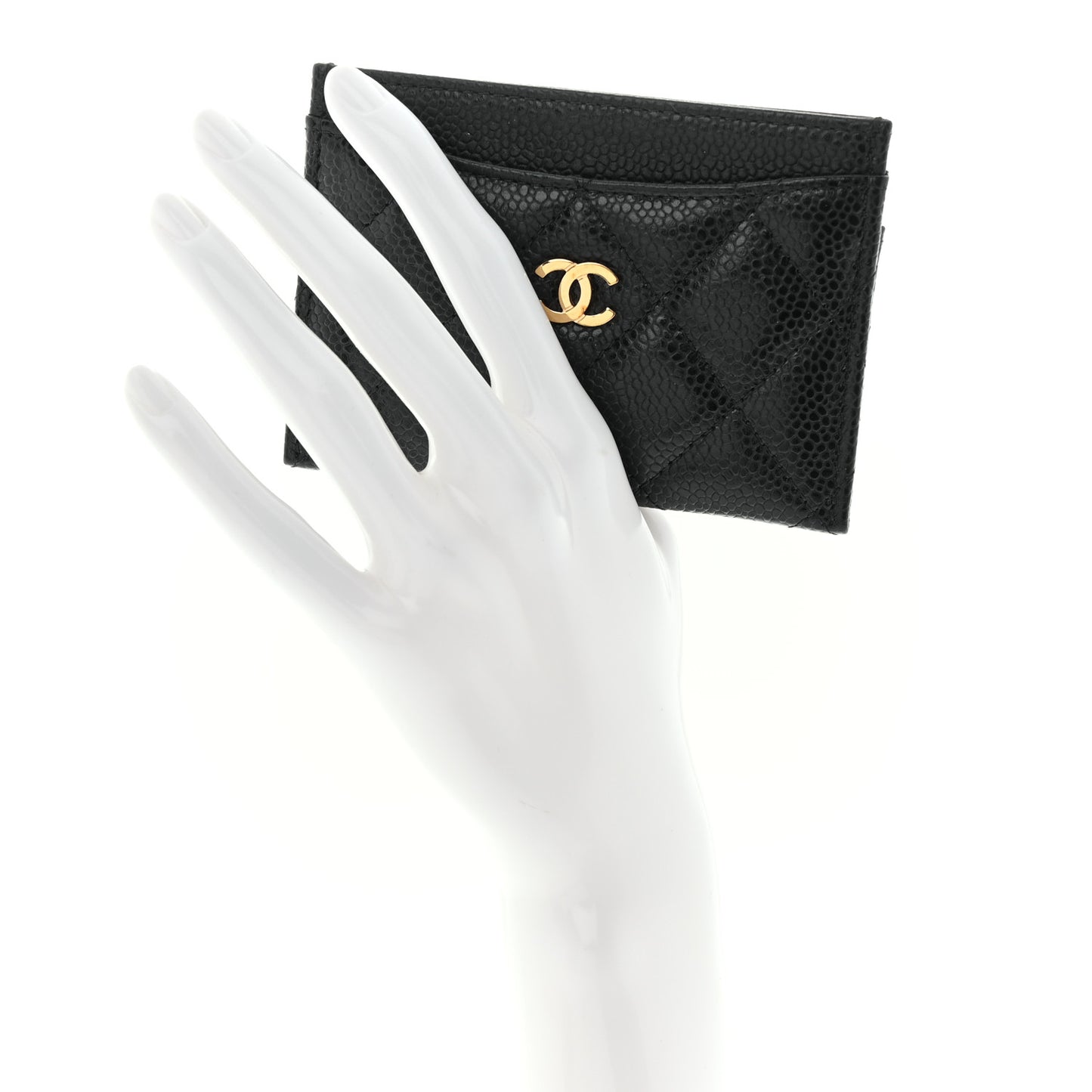 Caviar Quilted Card Holder Black