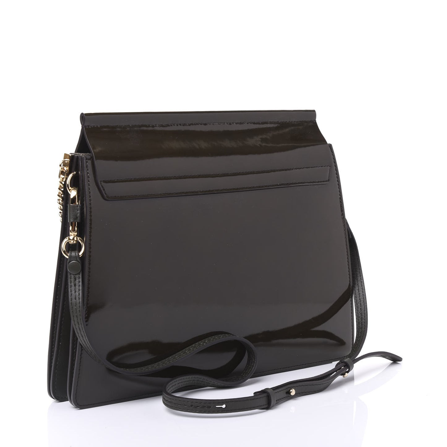 Patent Medium Faye Shoulder Bag Deep Forest