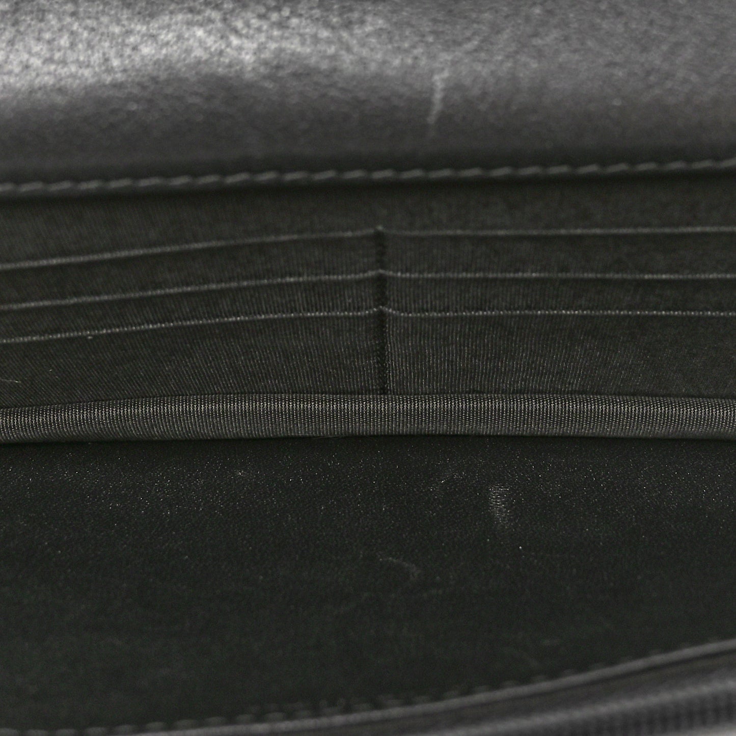 Metallic Goatskin Chevron Quilted Vintage Mademoiselle Wallet On Chain WOC Charcoal